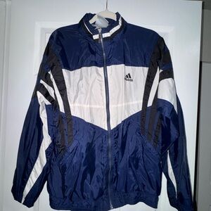 adidas Navy, White & Black Retro Windbreaker Jacket